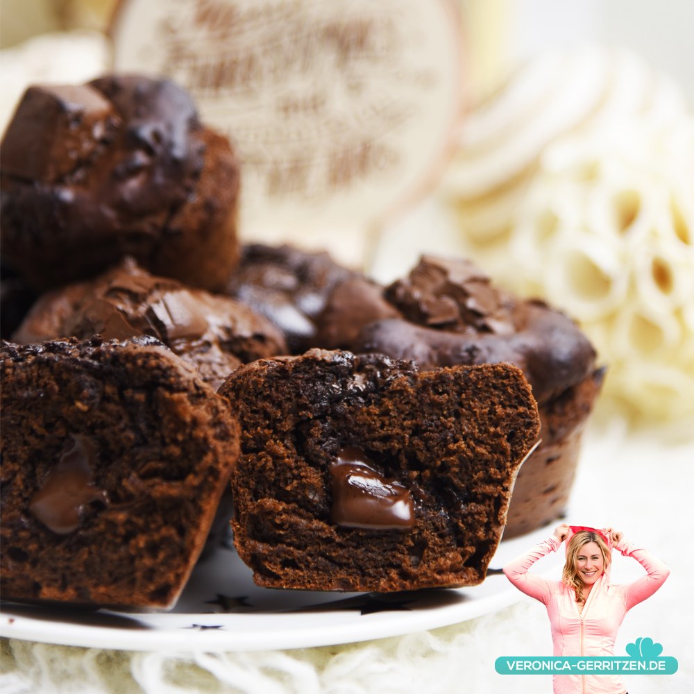 Gesunde Schoko Muffins mit flüssigem Schokoladenkern | VG Passions